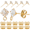 Beebeecraft 10Pcs Diamond Shape Brass Stud Earring Findings, with Cubic Zirconia & Horizontal Loops, with 10Pcs Friction Ear Nuts, Real 18K Gold Plated, 10x6.5mm, Hole: 2mm, Pin: 0.8mm