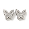 Brass Micro Pave Clear Cubic Zirconia Beads, Butterfly, Platinum, 9x10x5mm, Hole: 2x2mm