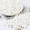 6/0 Opaque Baking Paint Glass Seed Beads, Teardrop, White, 4.5~5x4x3~3.5mm, Hole: 0.9mm, about 5625Pcs/Pound