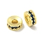 Brass Cubic Zirconia Spacer Beads, Long-Lasting Plated, Lead Free & Cadmium Free, Rondelle, Dark Blue, 6x2mm, Hole: 2mm