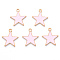 Alloy Enamel Pendants, Cadmium Free & Lead Free, Light Gold, Star, Pink, 20x18.5x1mm, Hole: 1.6mm