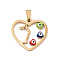 PVD Vacuum Plating 304 Stainless Steel Enamel Pendants, Golden, Hollow, Heart with Evil Eye, Colorful, 19x20x2mm, Hole: 5x3mm