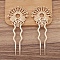 Alloy Hair Fork Findings for Women, Fan, Light Gold, 47x45mm