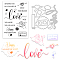 Globleland 2Pcs 2 Style Carbon Steel Cutting Dies Stencils, for DIY Scrapbooking/Photo Album, Decorative Embossing DIY Paper Card, with Love Pattern PVC Plastic Stamps, Mixed Color, 16x11x0.3cm, 1pc/style