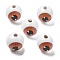 Printed Schima Wood European Beads, Round Eyeball, Chocolate, 18.5x18mm, Hole: 4.5mm