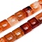 Natural Red Agate Beads Strands, Hollow Square, 10x10x3~4mm, Hole: 1mm, about 20pcs/strand, 8.07 inch(20.5cm)