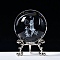 Carving Crystal Ball, Glass Sphere Decoration, with Platinum Tone Alloy Stand, Clear, Fairy, 60mm