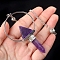 Natural Amethyst Dowsing Pendulum Big Pendants, Undyed, with Platinum Plated Meatl Findings, Cone Charm, 320mm