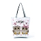 Polyester Printed Shoulder Bags, Rectangle with Owl Pattern, Pink, 37x35x8cm