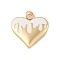 Rack Plating Brass Enamel Pendants, with Jump Ring, Cadmium Free & Lead Free, Long-Lasting Plated, Real 18K Gold Plated, Heart Charm, White, 19x19.5x2mm, Hole: 3.5mm