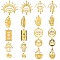 20Pcs 10 Style 201 Stainless Steel Laser Cut Charms, Egyptian Eye, Mixed Shape, Golden, 12~38.5x13.5~32x1mm, Hole: 1.5~1.8mm, 2pcs/style