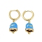 Bell Brass & Enamel Hoop Earrings for Women, Lead Free & Cadmium Free, Real 18K Gold Plated, Light Blue, 30mm