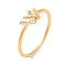 304 Stainless Steel Letter W Finger Ring for Women, with Cubic Zirconia, Golden, US Size 6~9(16.5~18.9mm)