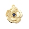 Brass Glass Pendants, Flower, Real 18K Gold Plated, Blue, 20x17.5x3mm, Hole: 1.6mm