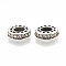 Alloy European Beads, Large Hole Beads, with Rhinestone, Flat Round, Antique Silver, Crystal, 11x3.5mm, Hole: 5mm