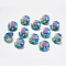 Faceted Glass Rhinestone Charms, Imitation Austrian Crystal, Flat Round, Aquamarine, 10x5mm, Hole: 1.2mm