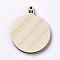 Pine Wood Big Pendants, Undyed, Flat Round, PapayaWhip, 64x51x5.5mm, Hole: 3mm