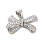 Brass Micro Pave Clear Cubic Zirconia Pendants, Bowknot, Platinum, 12x21x5mm, Hole: 4.5x4mm