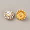 Flower Plastic Rhinestone Ornament Accessories, with Iron Base, Golden, 13x8mm