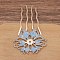 Alloy Hair Comb Findings, for DIY Jewelry Accessories, Enamel Flower, Aqua, 65mm, 10pcs/set