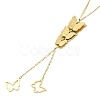 304 Stainless Steel Curb Chain Butterfly Lariat Necklaces for Women NJEW-G141-02G-1