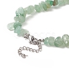 Natural Green Aventurine Chip Beaded Necklaces with 304 Stainless Steel Lobster Claw Clasp & Chain Extender NJEW-JN04225-04-3