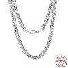 Rhodium Plated 925 Sterling Silver Cuban Link Chain Necklace NJEW-I124-002-1