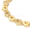 Clear Cubic Zirconia Heart Link Chain Bracelet BJEW-A132-11G-2