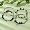 4Pcs 4 Styles 6/8mm Round Natural Lava Rock & Flower Amazonite & Shell Pearl Beaded Stackable Stretch Bracelet Sets BJEW-JB10333-2