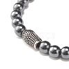 Round Synthetic Noctilucent Stone/Luminous Stone Braided Bead Bracelet with Buddha Head BJEW-JB07640-01-5