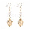 Wire Wrapped Natural Pearl Dangle Earrings EJEW-JE04505-1