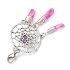 Alloy Woven Net/Web with Natural Amethyst Pendants Decorations HJEW-TA00194-04-4