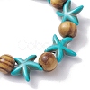 Beach Starfish Dyed Synthetic Turquoise Stretch Bracelets BJEW-JB10293-02-4