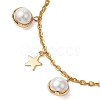 Iron with Shell Pearl Beads Anklet AJEW-AN00610-3