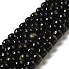 Natural Golden Sheen Obsidian Beads Strands G-P476-01C-04-1