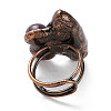 Horse Eye & Round Natural Amethyst & Labradorite Adjustable Rings RJEW-A041-05R-4