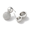 Rack Plating Brass Micro Pave Clear Cubic Zirconia Round Ball Stud Earring EJEW-H099-09P-2