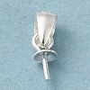 Rhodium Plated 925 Sterling Silver Cup Pearl Bail Pin Pendants STER-P008-03-2