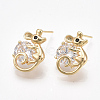 Brass Stud Earrings KK-T038-497G-1