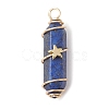 3Pcs 3 Styles Natural Lapis Lazuli Copper Wire Wrapped Pointed Pendants PALLOY-JF02460-03-2