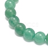 Natural Green Aventurine Round Beaded Stretch Bracelet with Bullet Charms BJEW-JB09018-02-5