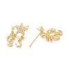 Clear Cubic Zirconia Moon and Star Dangle Stud Earrings EJEW-K090-01G-3