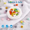 100Pcs Silicone Beads 14mm Silicone Abacus Beads Rubber Beads Large Hole Colored Loose Spacer Beads for DIY Necklace Bracelet Keychain Craft Jewelry Making JX323A-5