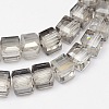 Faceted Cube Pearl Luster Plated Electroplate Glass Beads Strands EGLA-E041-2mm-PL02-2