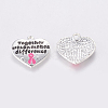 Heart with Breast Cancer Pink Awareness Ribbon and Carved Affirmation Word Alloy Enamel Pendants ENAM-C1497-12-2