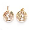 Brass Micro Pave Cubic Zirconia Pendants X-ZIRC-E161-21G-1