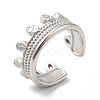 304 Stainless Steel Leaf Open Cuff Ring for Women RJEW-I098-14P-1