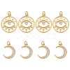 BENECREAT 8Pcs 2 Style Rack Plating Brass Micro Pave Cubic Zirconia Pendants KK-BC0011-96-1