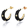 Brass Enamel Stud Earrings X-EJEW-T014-08G-01-NF-1