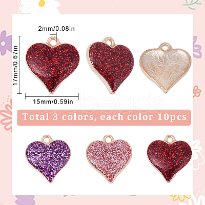 SUNNYCLUE 30Pcs 3 Colors Alloy Enamel Pendants FIND-SC0005-92-1